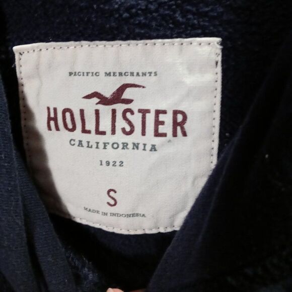 Navy Blue Hollister Hooded Sweatshirt Hoodie - Picture 6 of 6